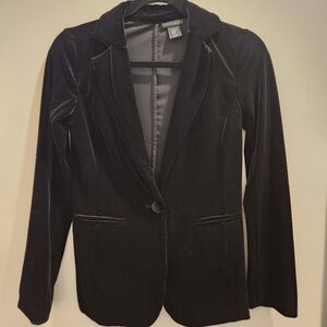 H&M Tahari Black Velvet Velour Blazer